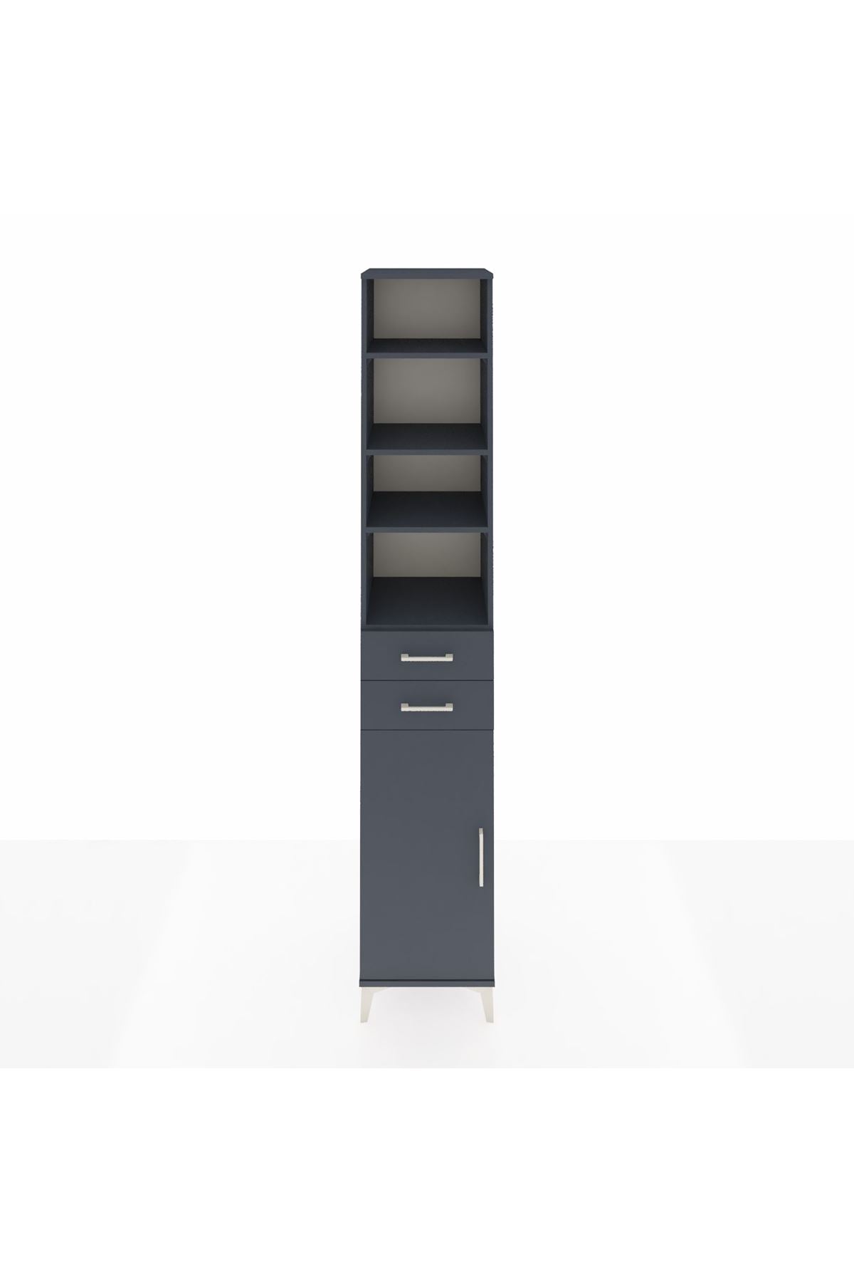 Hyperion Dolap 5 Raflı 2 Çekmeceli Tek Kapaklı 44x44x243 Antrasit-Antrasit