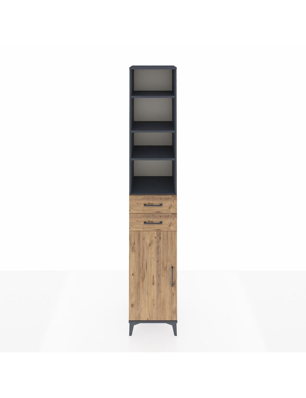 Hyperion Dolap 5 Raflı 2 Çekmeceli Tek Kapaklı 44x44x243 Antrasit-Çam