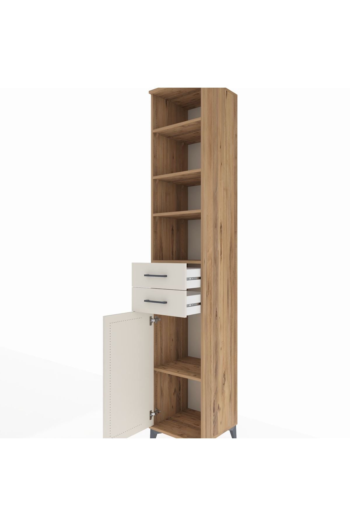 Hyperion Dolap 5 Raflı 2 Çekmeceli Tek Kapaklı 44x44x243 Çam-Aytaşı