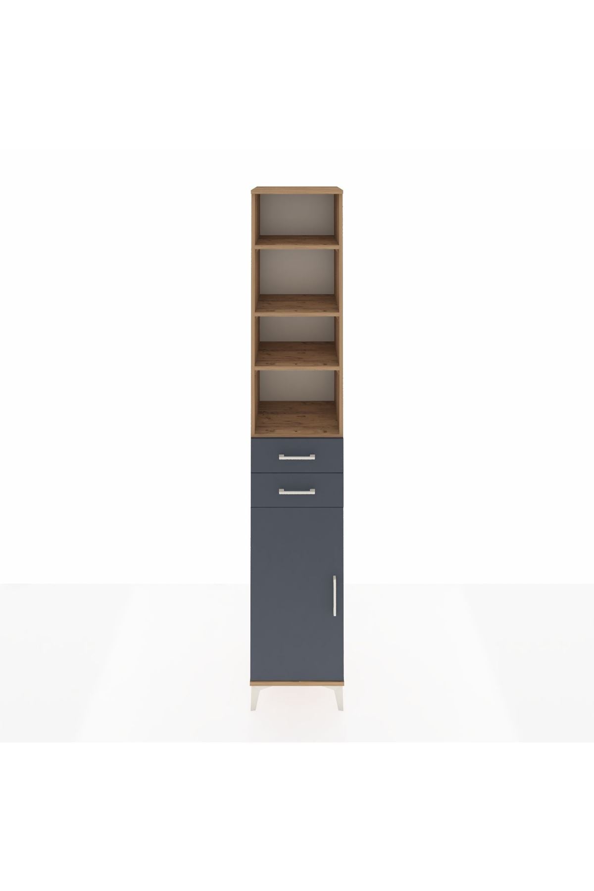 Hyperion Dolap 5 Raflı 2 Çekmeceli Tek Kapaklı 44x44x243 Çam-Antrasit