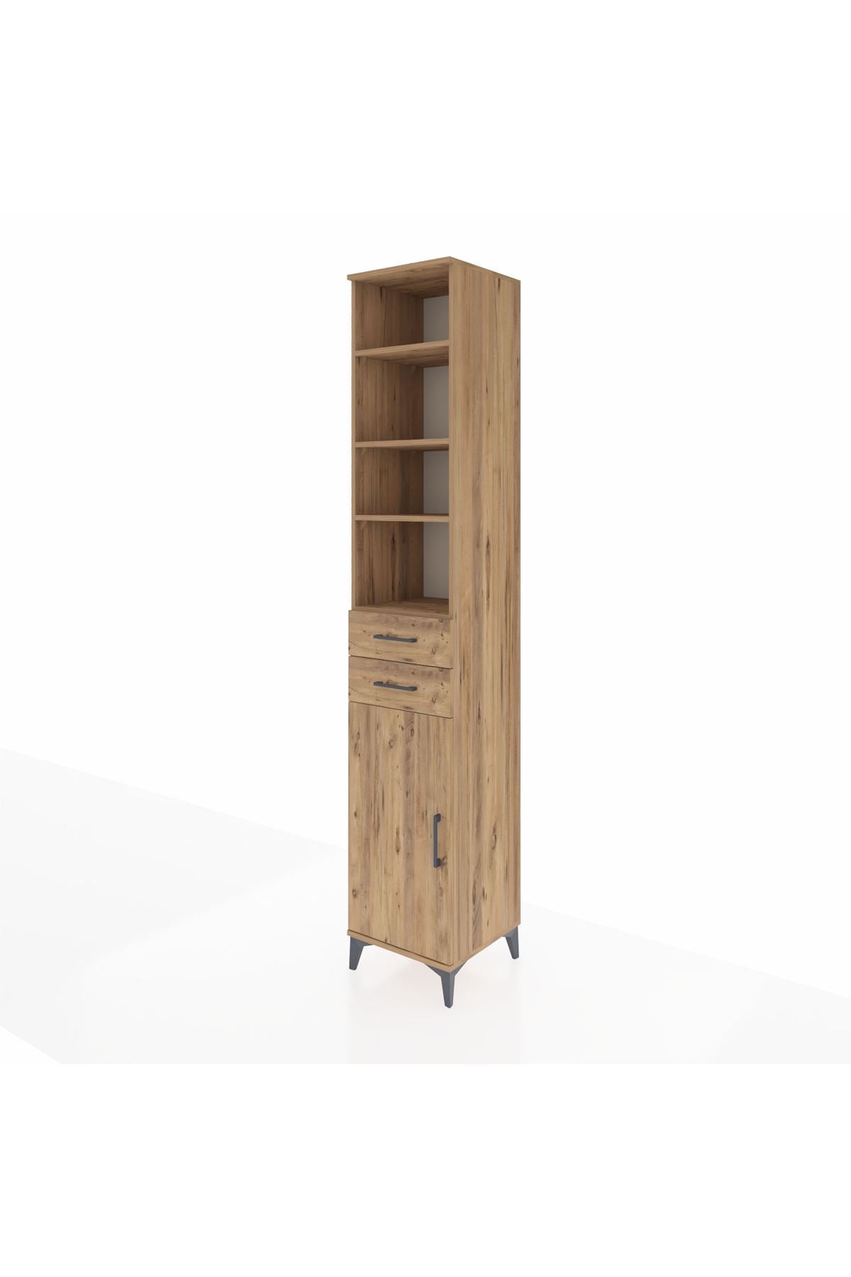 Hyperion Dolap 5 Raflı 2 Çekmeceli Tek Kapaklı 44x44x243 Çam-Çam