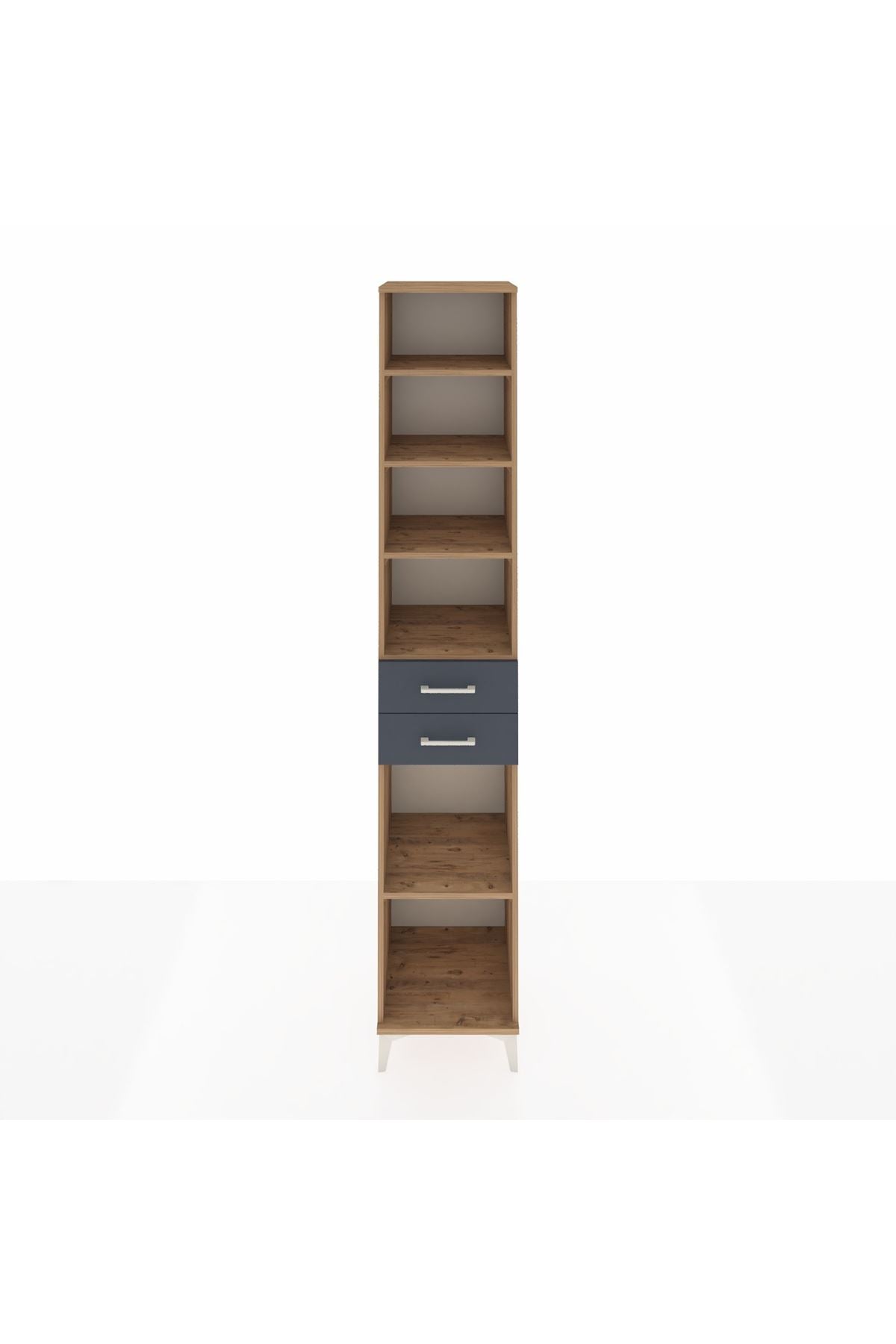 Hyperion Dolap 5 Raflı 2 Çekmeceli 44x44x243 Çam-Antrasit