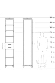 Hyperion Dolap 5 Raflı 2 Çekmeceli 44x44x243 Çam-Antrasit