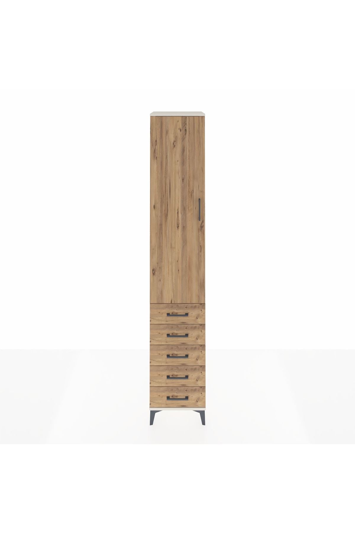 Hyperion Dolap 2 Raflı 5 Çekmeceli Tek Askılı 44x44x243 Aytaşı-Çam