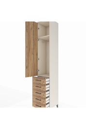 Hyperion Dolap 2 Raflı 5 Çekmeceli Tek Askılı 44x44x243 Aytaşı-Çam