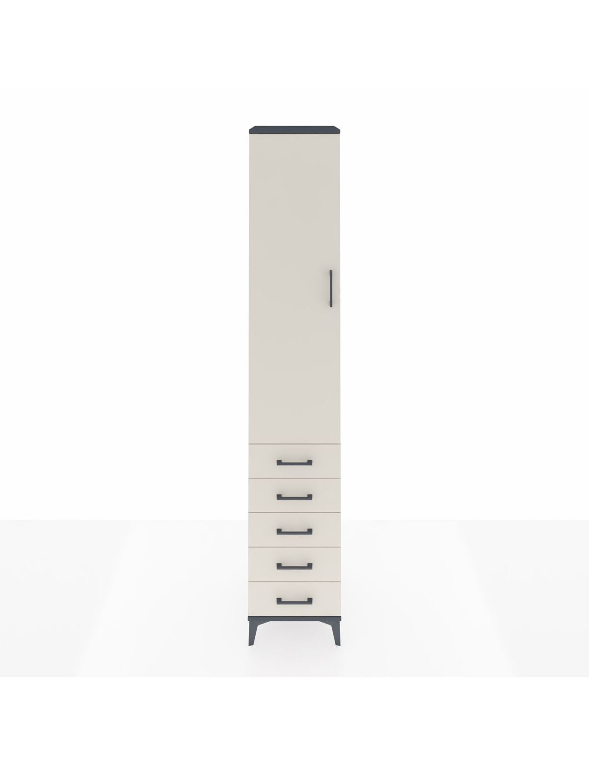 Hyperion Dolap 2 Raflı 5 Çekmeceli Tek Askılı 44x44x243 Antrasit-Aytaşı