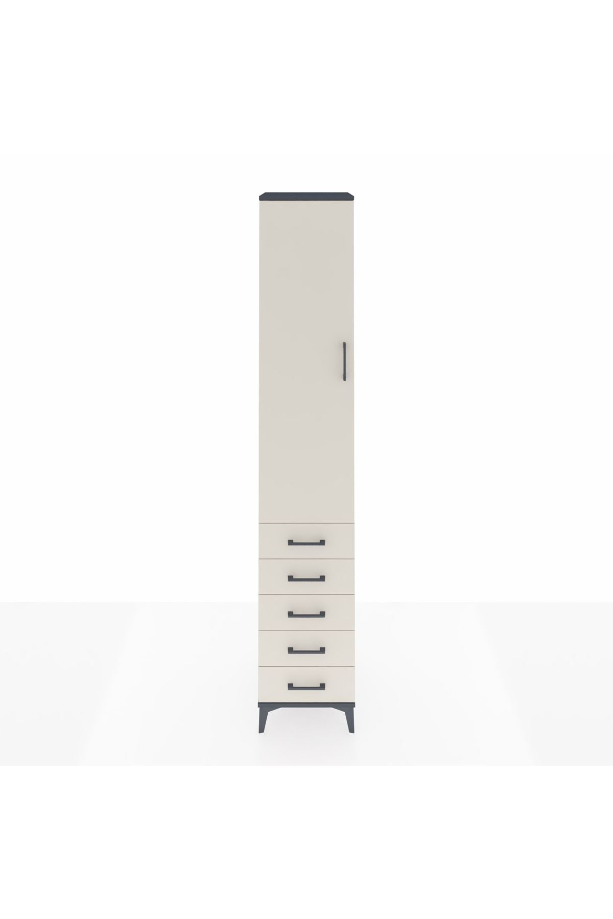 Hyperion Dolap 2 Raflı 5 Çekmeceli Tek Askılı 44x44x243 Antrasit-Aytaşı