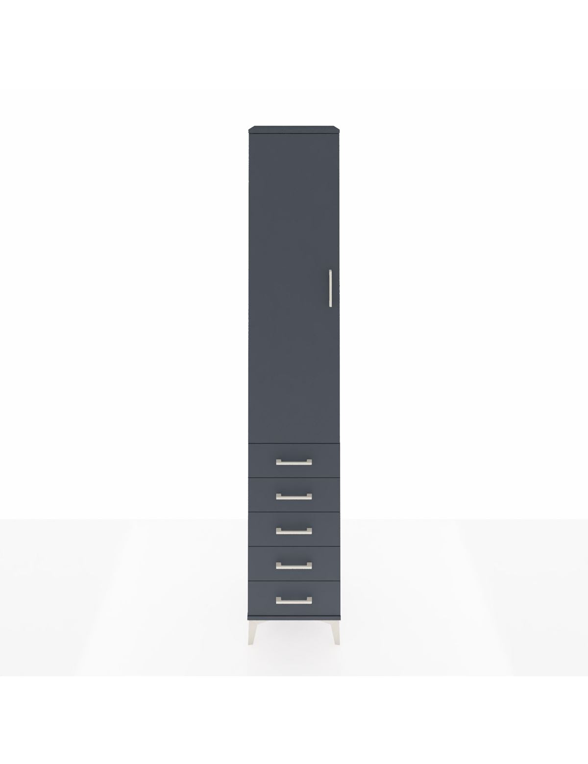 Hyperion Dolap 2 Raflı 5 Çekmeceli Tek Askılı 44x44x243 Antrasit-Antrasit