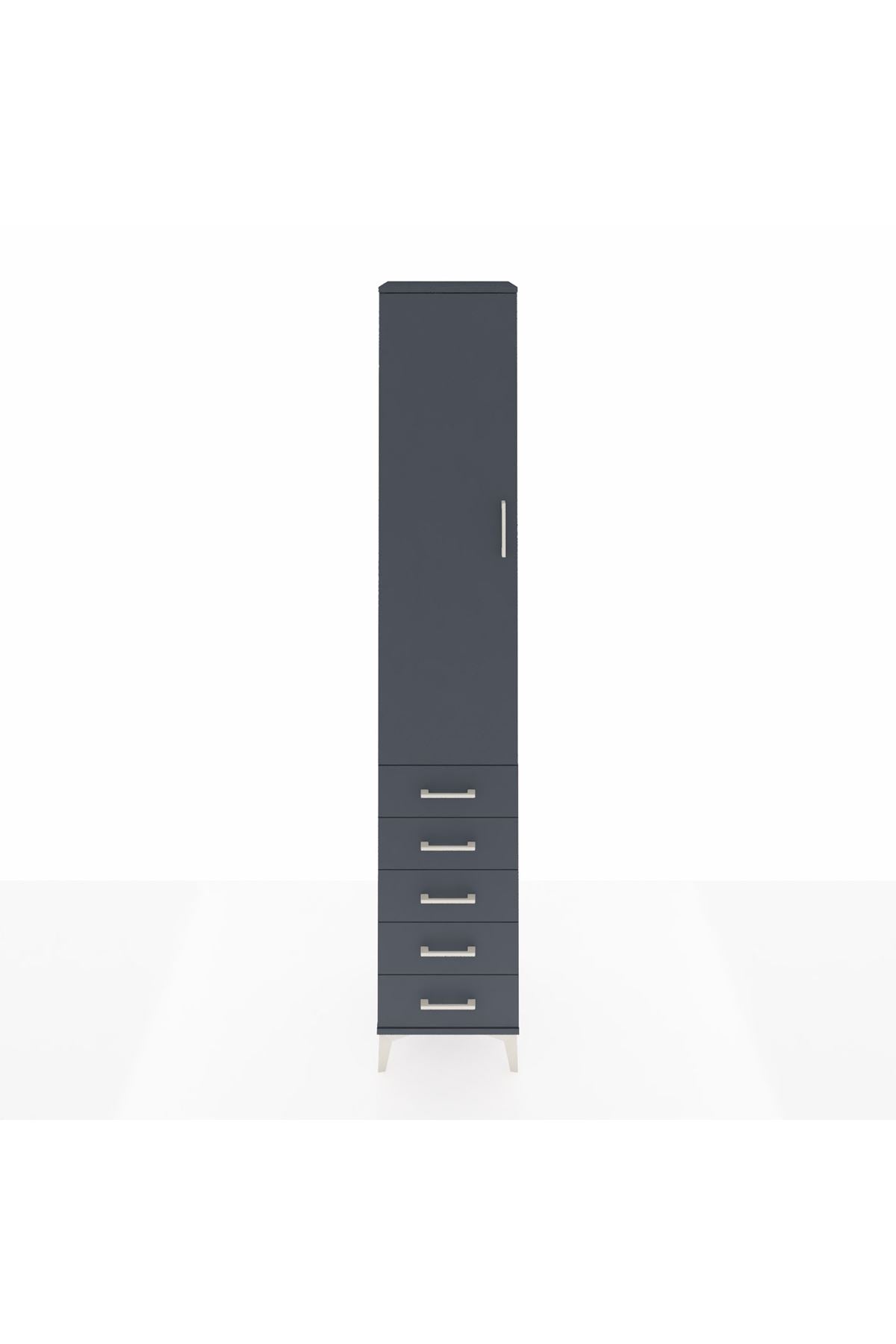 Hyperion Dolap 2 Raflı 5 Çekmeceli Tek Askılı 44x44x243 Antrasit-Antrasit