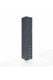 Hyperion Dolap 2 Raflı 5 Çekmeceli Tek Askılı 44x44x243 Antrasit-Antrasit