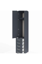 Hyperion Dolap 2 Raflı 5 Çekmeceli Tek Askılı 44x44x243 Antrasit-Antrasit