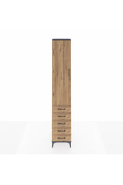 Hyperion Dolap 2 Raflı 5 Çekmeceli Tek Askılı 44x44x243 Antrasit-Çam