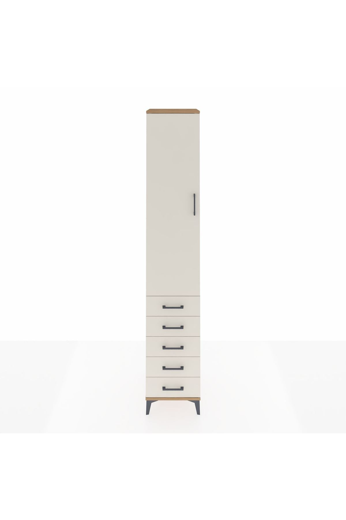 Hyperion Dolap 2 Raflı 5 Çekmeceli Tek Askılı 44x44x243 Çam-Aytaşı