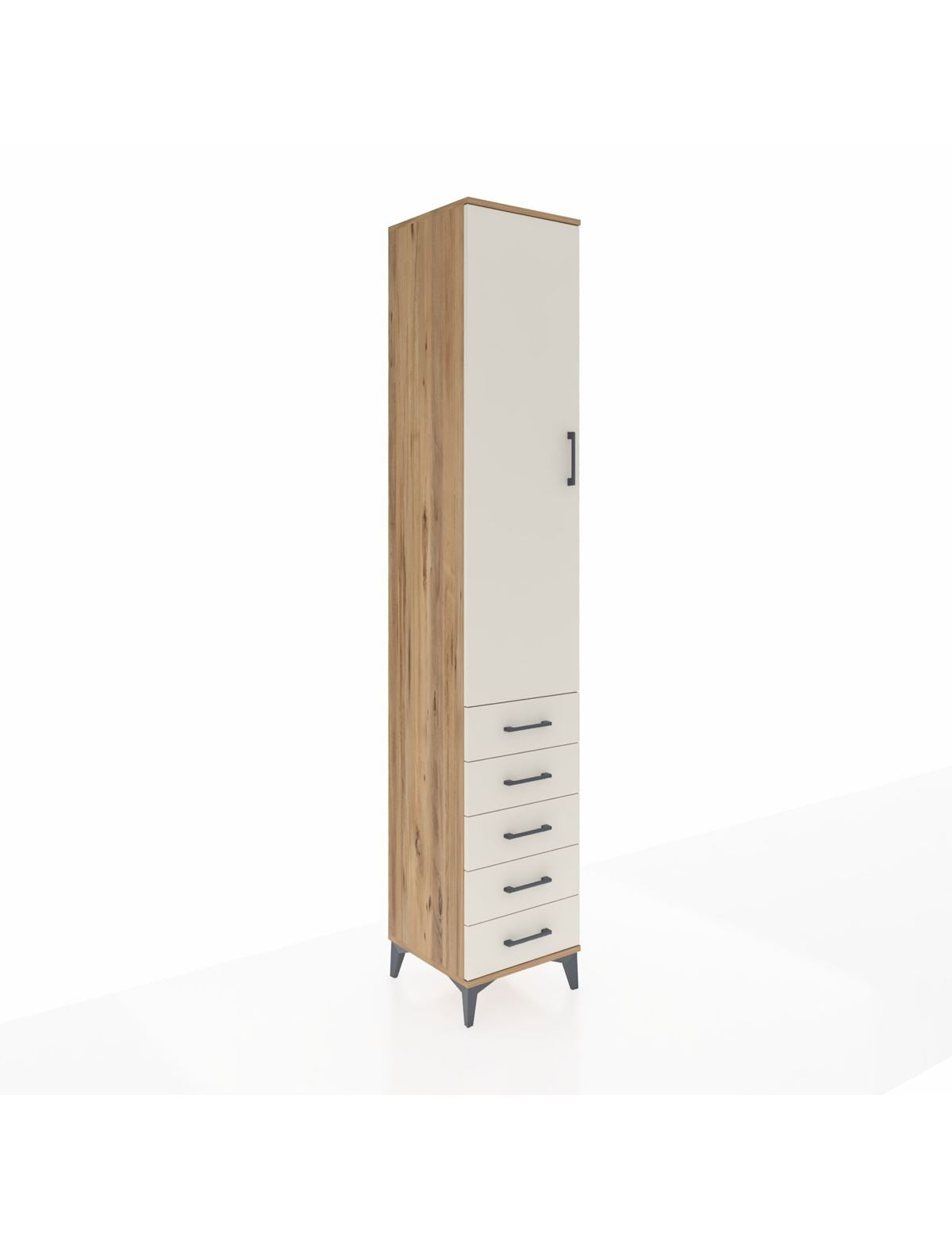 Hyperion Dolap 2 Raflı 5 Çekmeceli Tek Askılı 44x44x243 Çam-Aytaşı