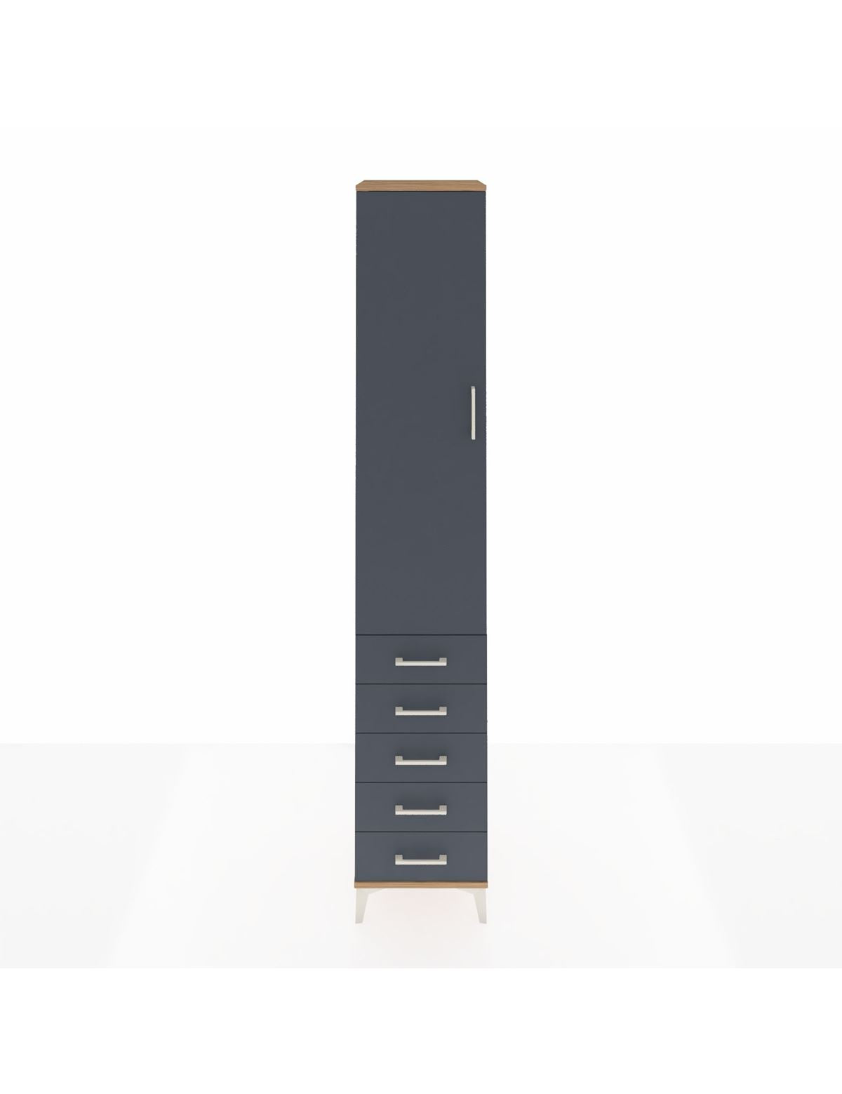 Hyperion Dolap 2 Raflı 5 Çekmeceli Tek Askılı 44x44x243 Çam-Antrasit