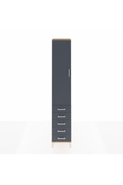 Hyperion Dolap 2 Raflı 5 Çekmeceli Tek Askılı 44x44x243 Çam-Antrasit