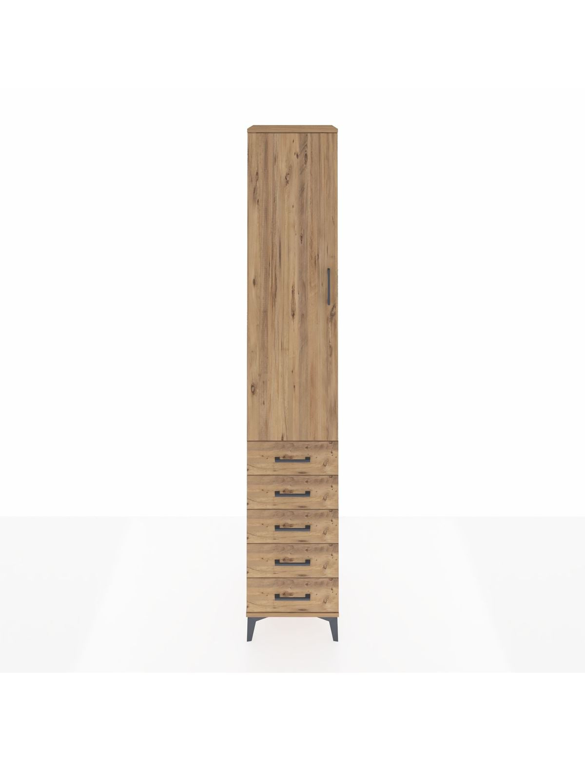 Hyperion Dolap 2 Raflı 5 Çekmeceli Tek Askılı 44x44x243 Çam-Çam