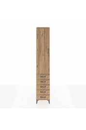 Hyperion Dolap 2 Raflı 5 Çekmeceli Tek Askılı 44x44x243 Çam-Çam