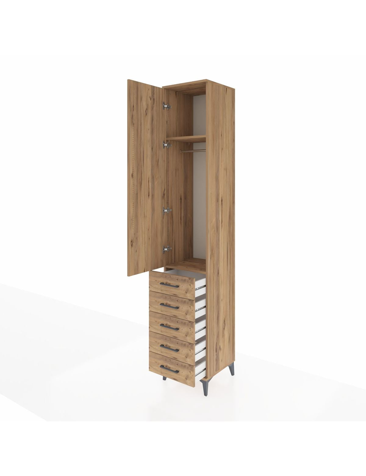 Hyperion Dolap 2 Raflı 5 Çekmeceli Tek Askılı 44x44x243 - S64M144V9B