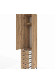 Hyperion Dolap 2 Raflı 5 Çekmeceli Tek Askılı 44x44x243 Çam-Çam