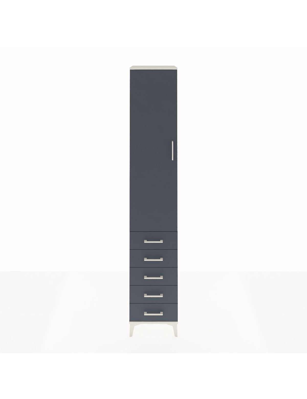 Hyperion Dolap 4 Raflı 5 Çekmeceli Tek Kapaklı 44x44x243 Aytaşı-Antrasit