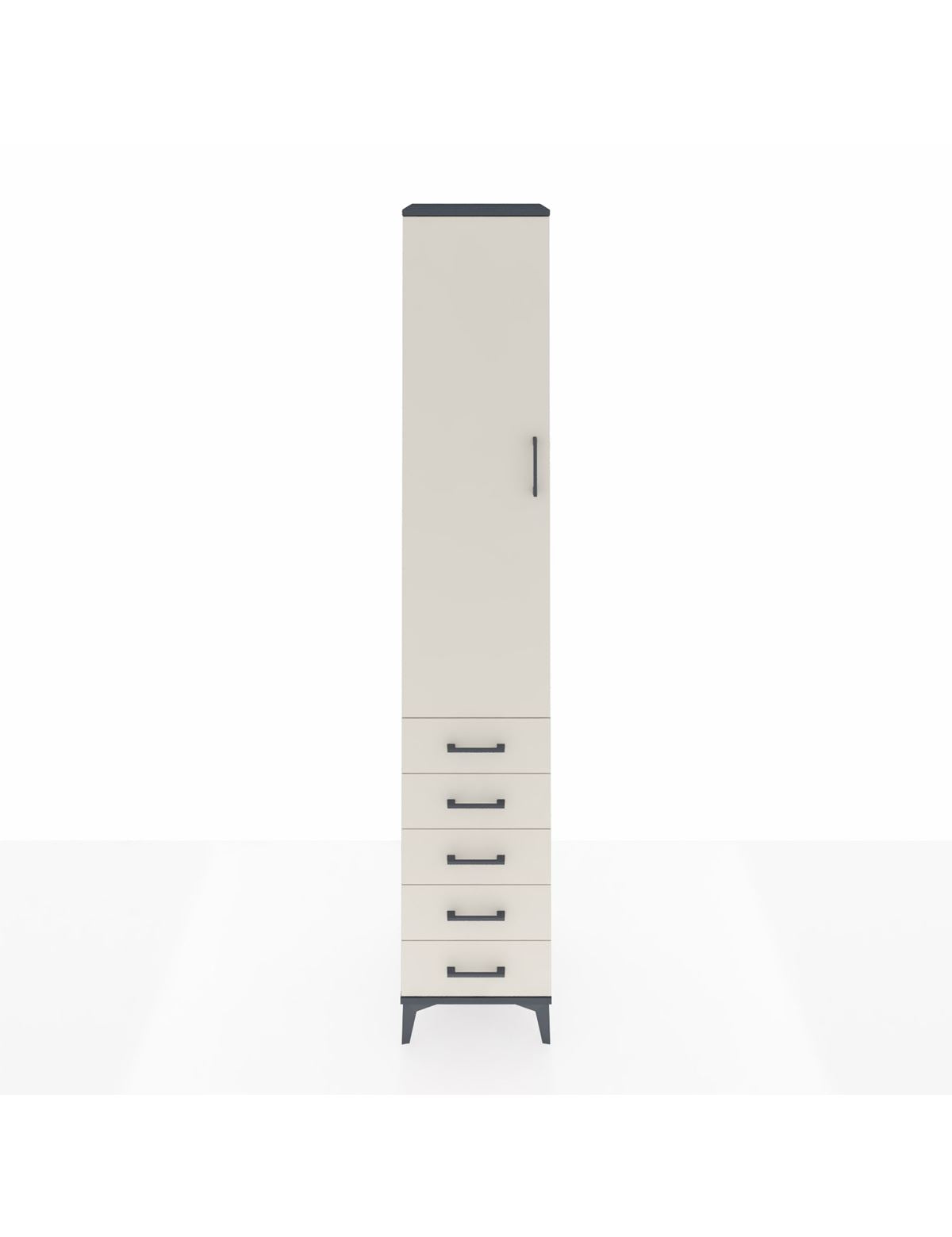 Hyperion Dolap 4 Raflı 5 Çekmeceli Tek Kapaklı 44x44x243 Antrasit-Aytaşı