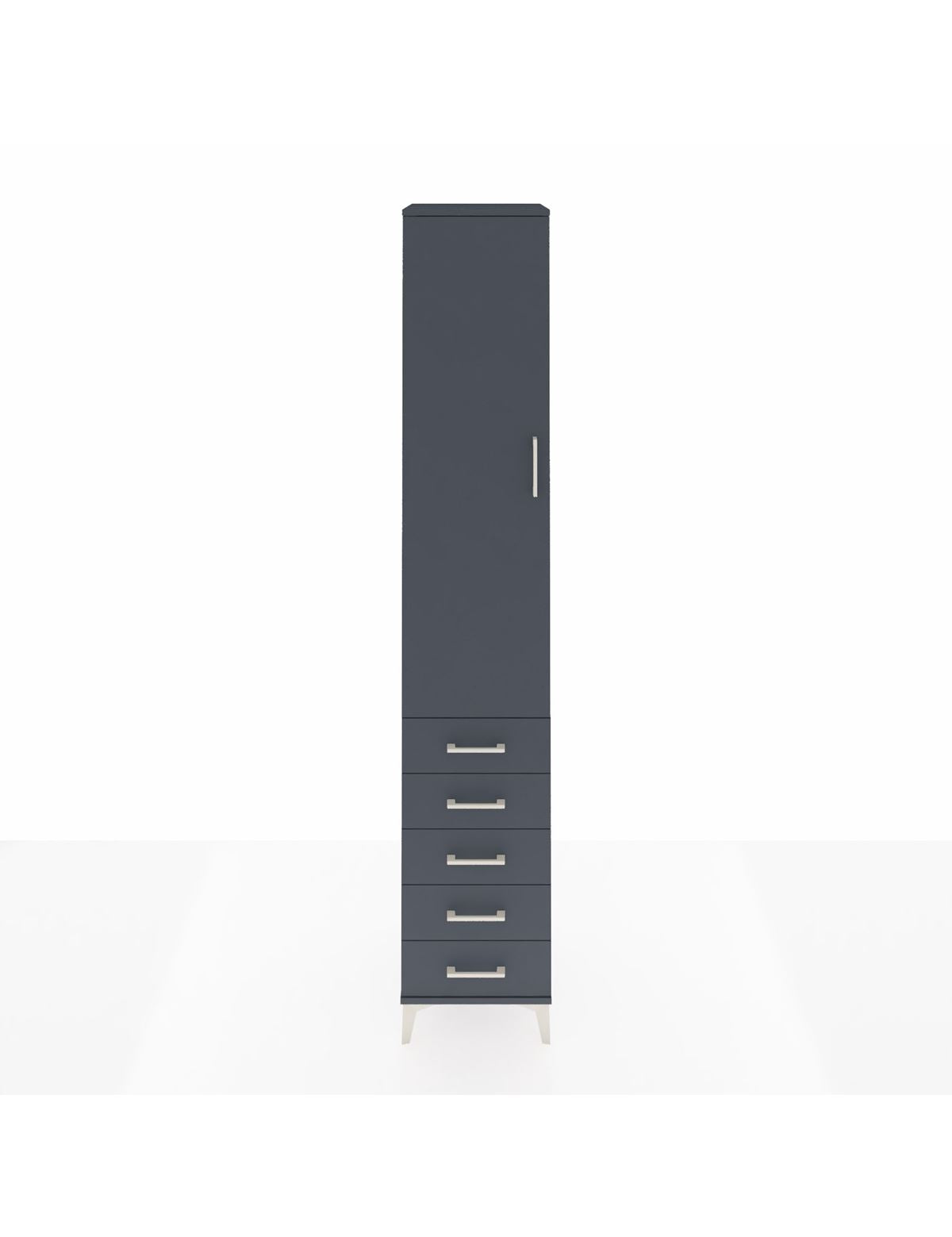 Hyperion Dolap 4 Raflı 5 Çekmeceli Tek Kapaklı 44x44x243 Antrasit-Antrasit