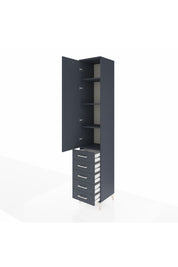 Hyperion Dolap 4 Raflı 5 Çekmeceli Tek Kapaklı 44x44x243 Antrasit-Antrasit