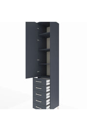 Hyperion Dolap 4 Raflı 5 Çekmeceli Tek Kapaklı 44x44x243 Antrasit-Antrasit