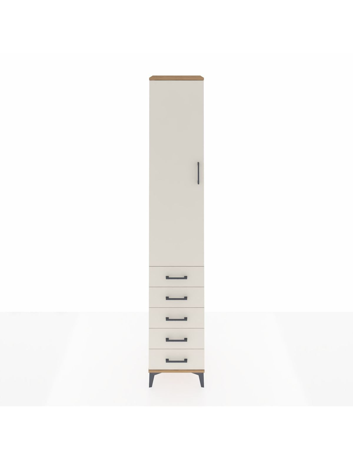 Hyperion Dolap 4 Raflı 5 Çekmeceli Tek Kapaklı 44x44x243 Çam-Aytaşı