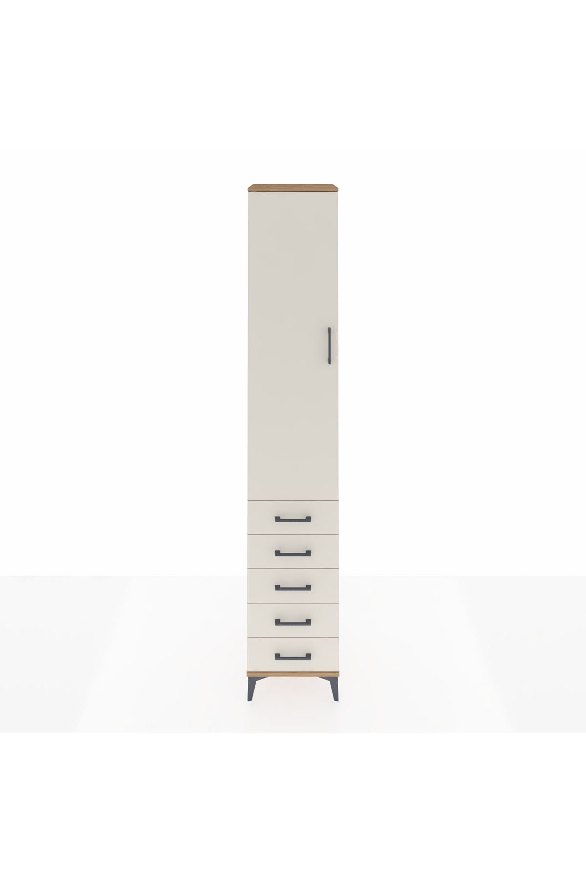 Hyperion Dolap 4 Raflı 5 Çekmeceli Tek Kapaklı 44x44x243 Çam-Aytaşı