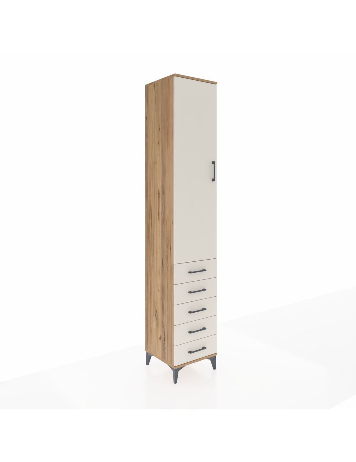 Hyperion Dolap 4 Raflı 5 Çekmeceli Tek Kapaklı 44x44x243 Çam-Aytaşı