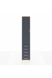 Hyperion Dolap 4 Raflı 5 Çekmeceli Tek Kapaklı 44x44x243 Çam-Antrasit