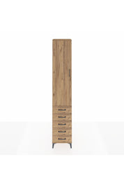 Hyperion Dolap 4 Raflı 5 Çekmeceli Tek Kapaklı 44x44x243 Çam-Çam