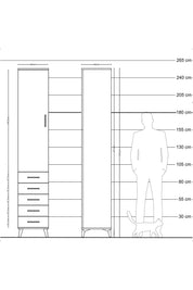 Hyperion Dolap 4 Raflı 5 Çekmeceli Tek Kapaklı 44x44x243 Çam-Çam