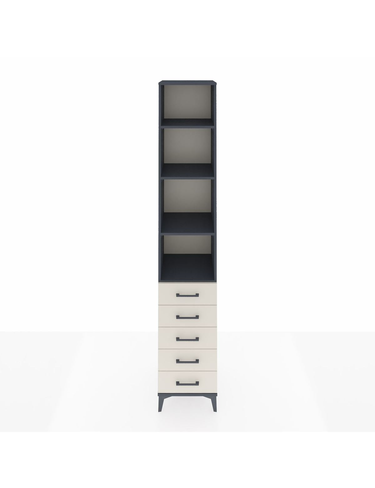 Hyperion Dolap 4 Raflı 5 Çekmeceli 44x44x243 Antrasit-Aytaşı