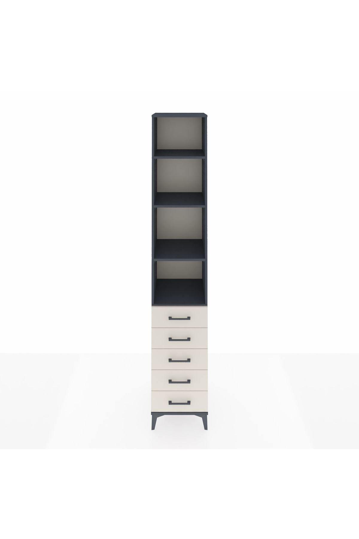 Hyperion Dolap 4 Raflı 5 Çekmeceli 44x44x243 Antrasit-Aytaşı