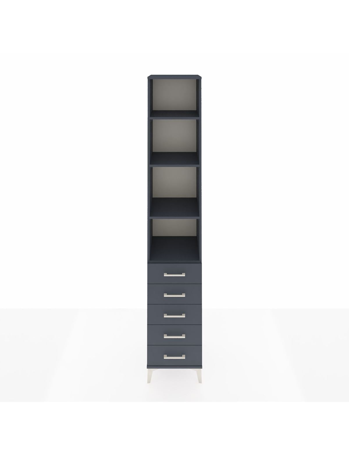 Hyperion Dolap 4 Raflı 5 Çekmeceli 44x44x243 Antrasit-Antrasit