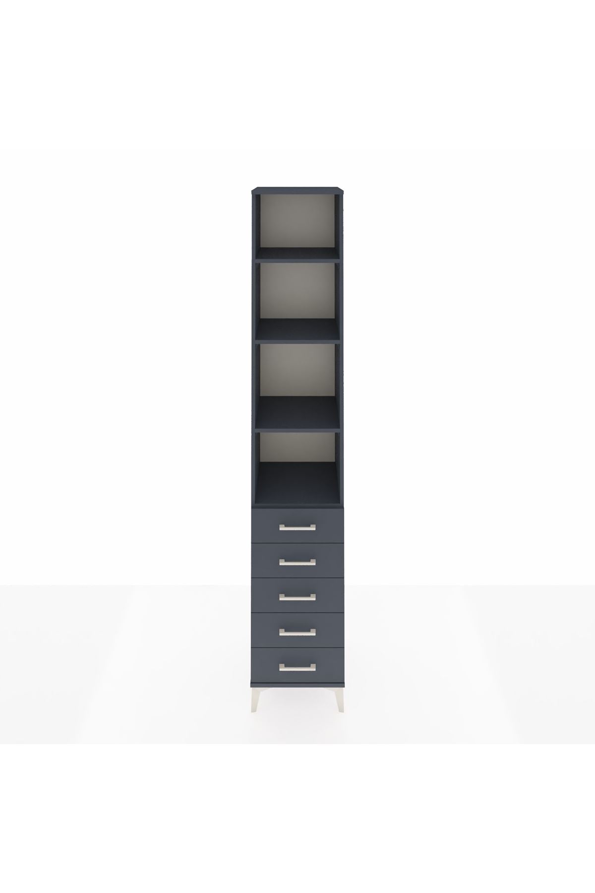 Hyperion Dolap 4 Raflı 5 Çekmeceli 44x44x243 Antrasit-Antrasit