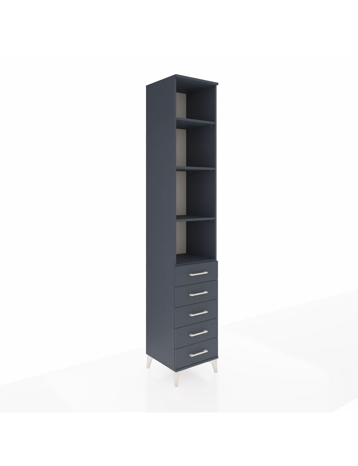 Hyperion Dolap 4 Raflı 5 Çekmeceli 44x44x243 Antrasit-Antrasit