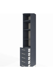 Hyperion Dolap 4 Raflı 5 Çekmeceli 44x44x243 Antrasit-Antrasit