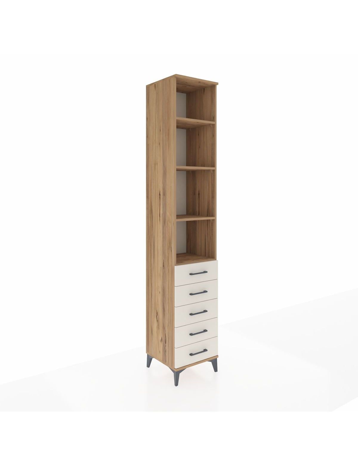 Hyperion Dolap 4 Raflı 5 Çekmeceli 44x44x243 Çam-Aytaşı