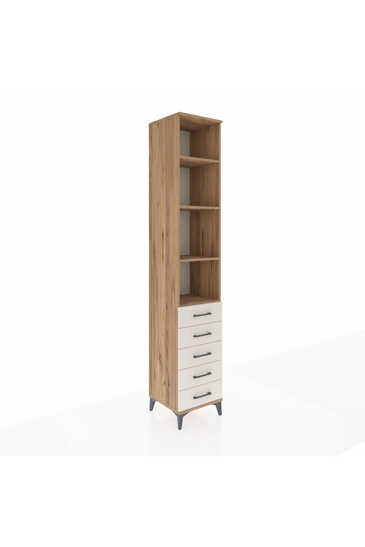 Hyperion Dolap 4 Raflı 5 Çekmeceli 44x44x243 Çam-Aytaşı
