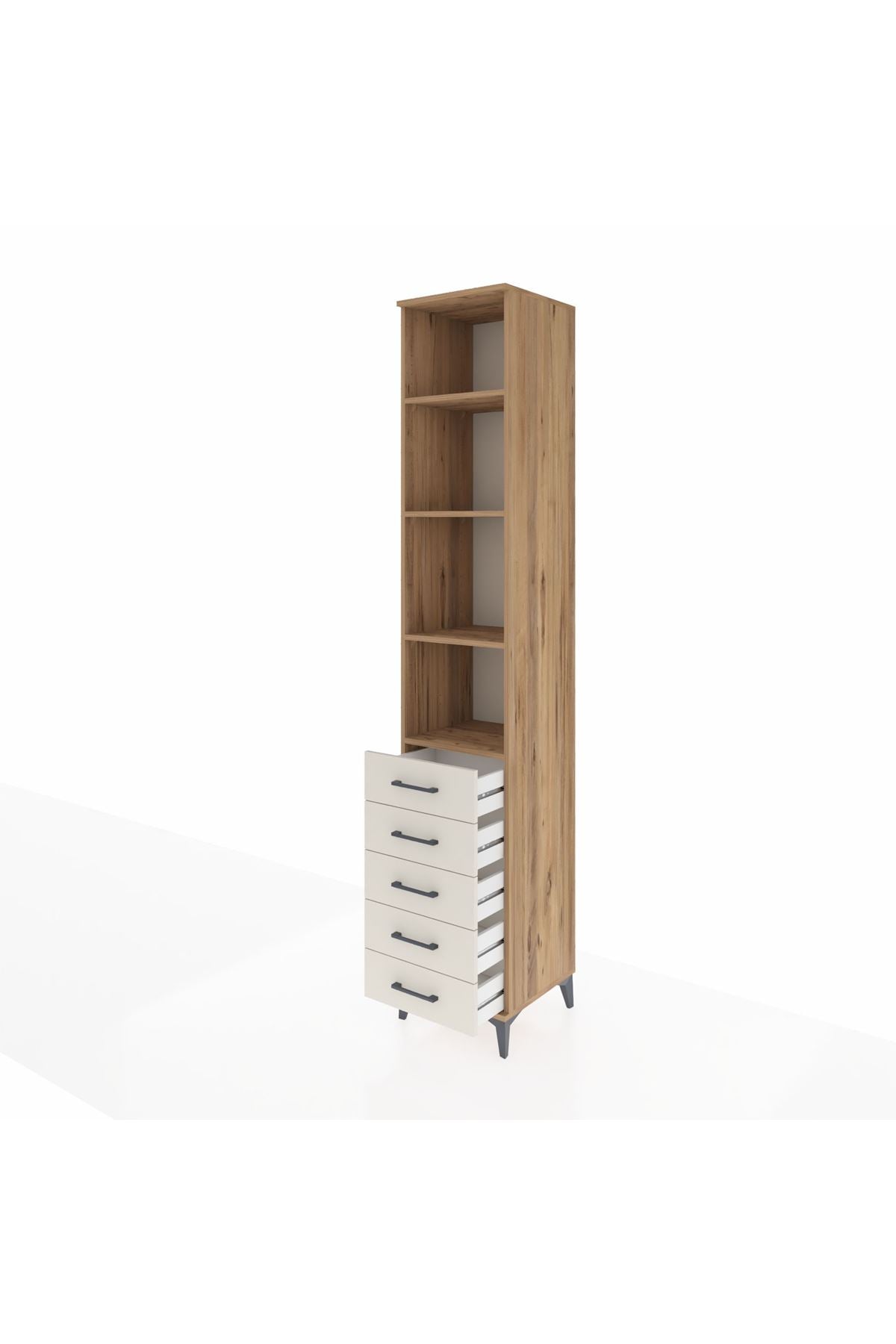Hyperion Dolap 4 Raflı 5 Çekmeceli 44x44x243 Çam-Aytaşı