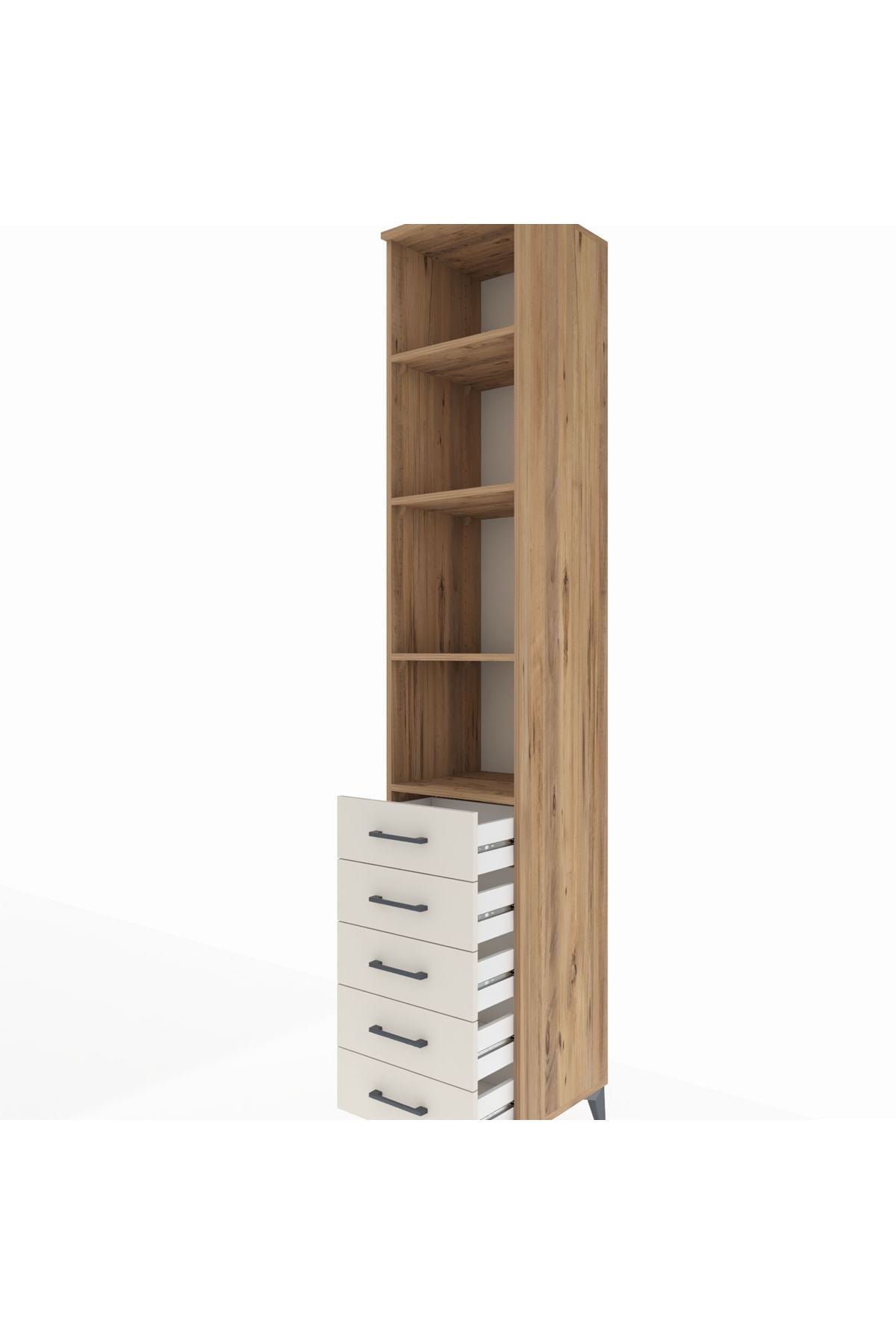 Hyperion Dolap 4 Raflı 5 Çekmeceli 44x44x243 Çam-Aytaşı