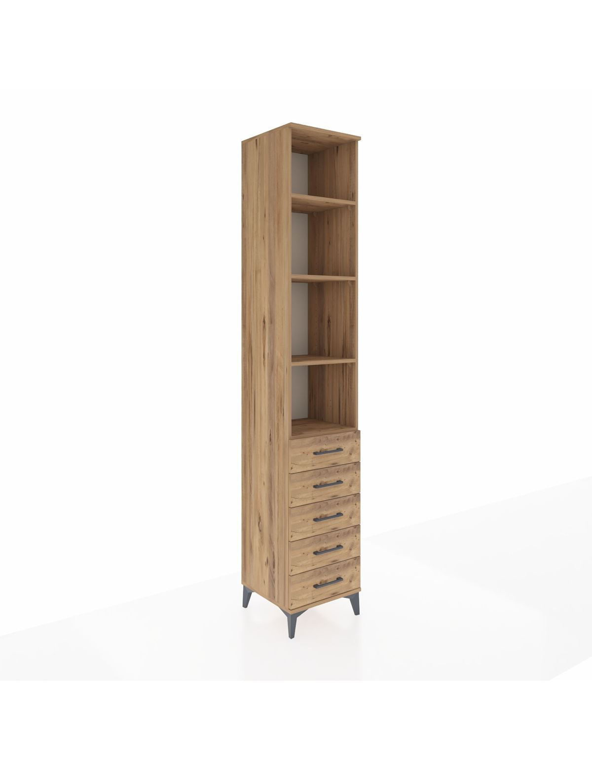 Hyperion Dolap 4 Raflı 5 Çekmeceli 44x44x243 Çam-Çam