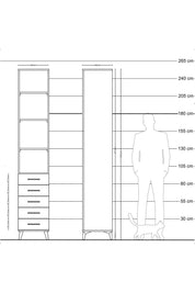 Hyperion Dolap 4 Raflı 5 Çekmeceli 44x44x243 Çam-Çam