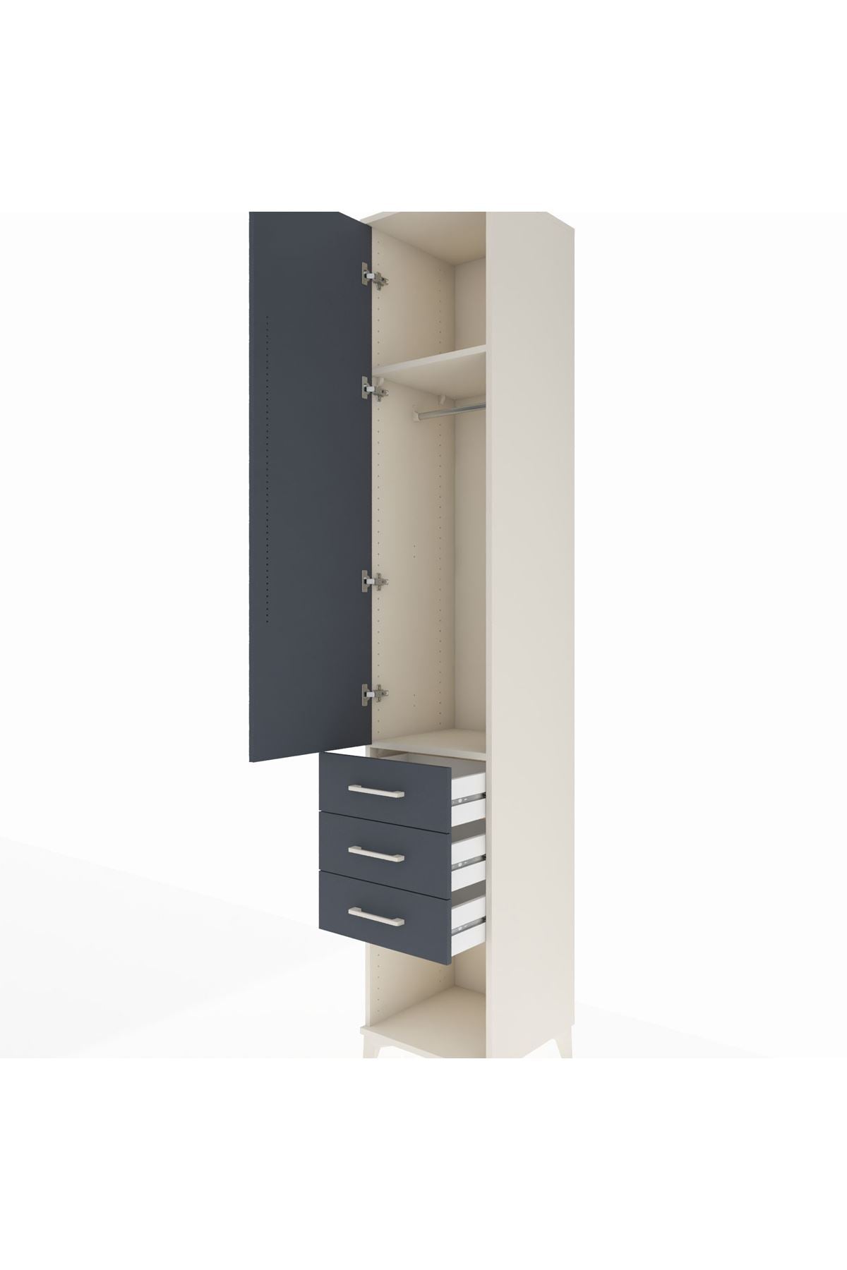 Hyperion Dolap 2 Raflı 3 Çekmeceli Tek Askılı 44x44x243 Aytaşı-Antrasit