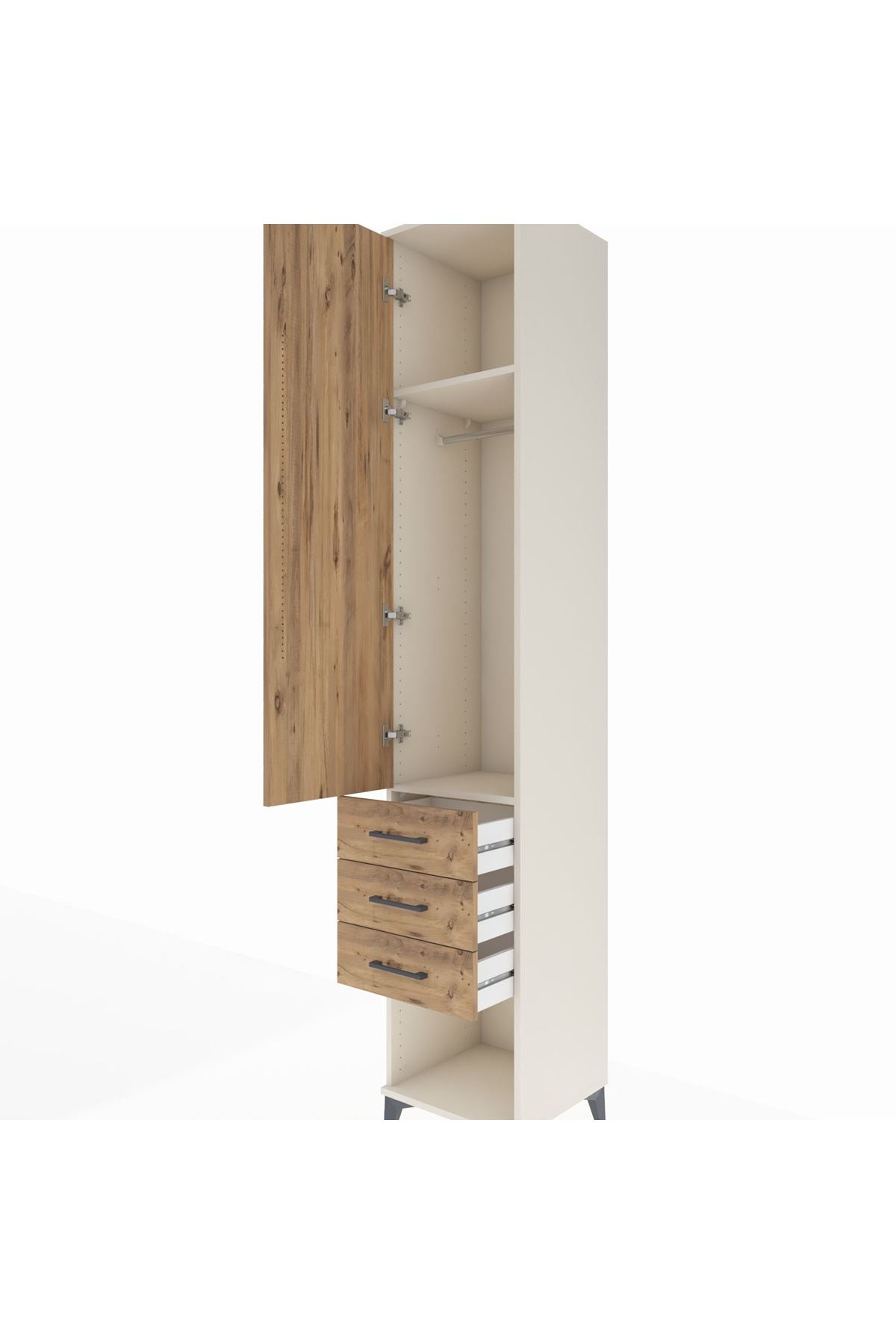 Hyperion Dolap 2 Raflı 3 Çekmeceli Tek Askılı 44x44x243 Aytaşı-Çam