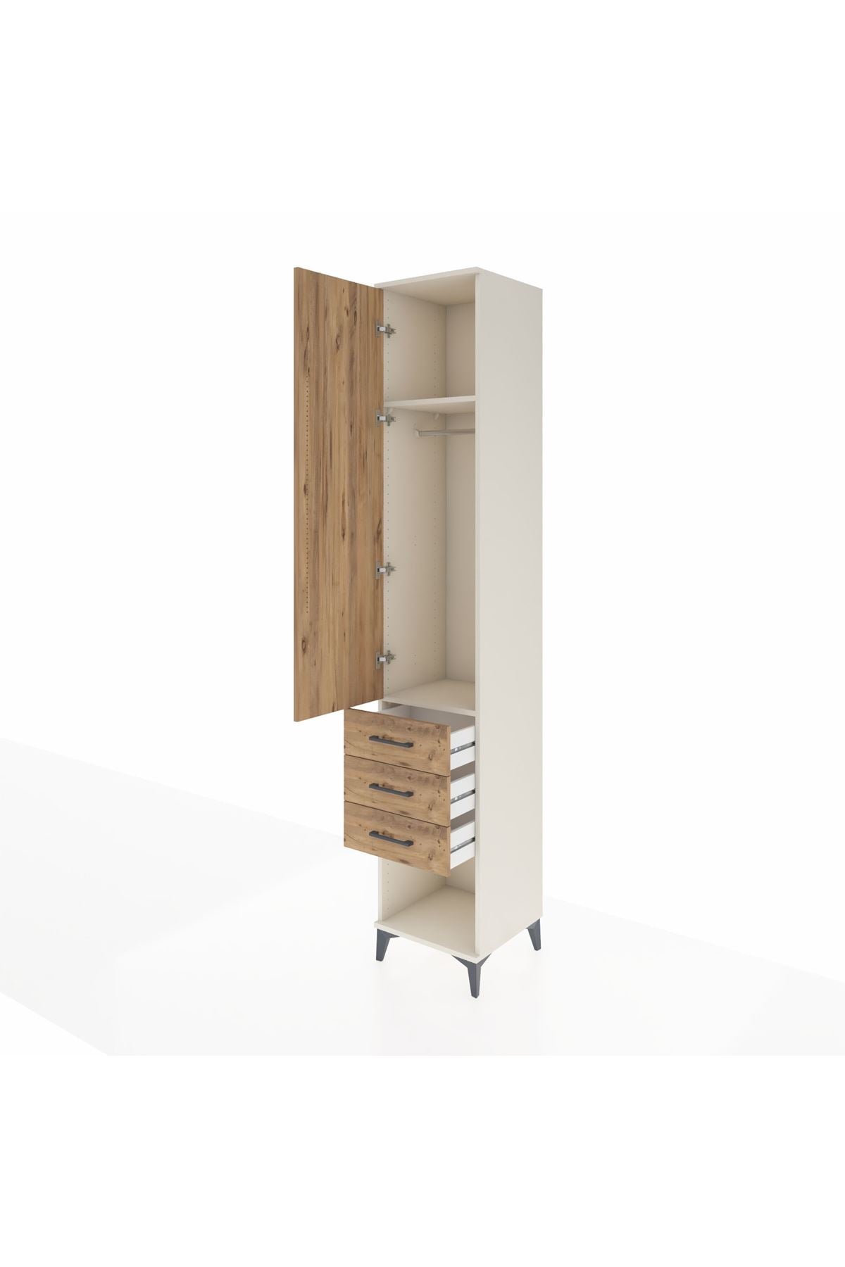 Hyperion Dolap 2 Raflı 3 Çekmeceli Tek Askılı 44x44x243 Aytaşı-Çam